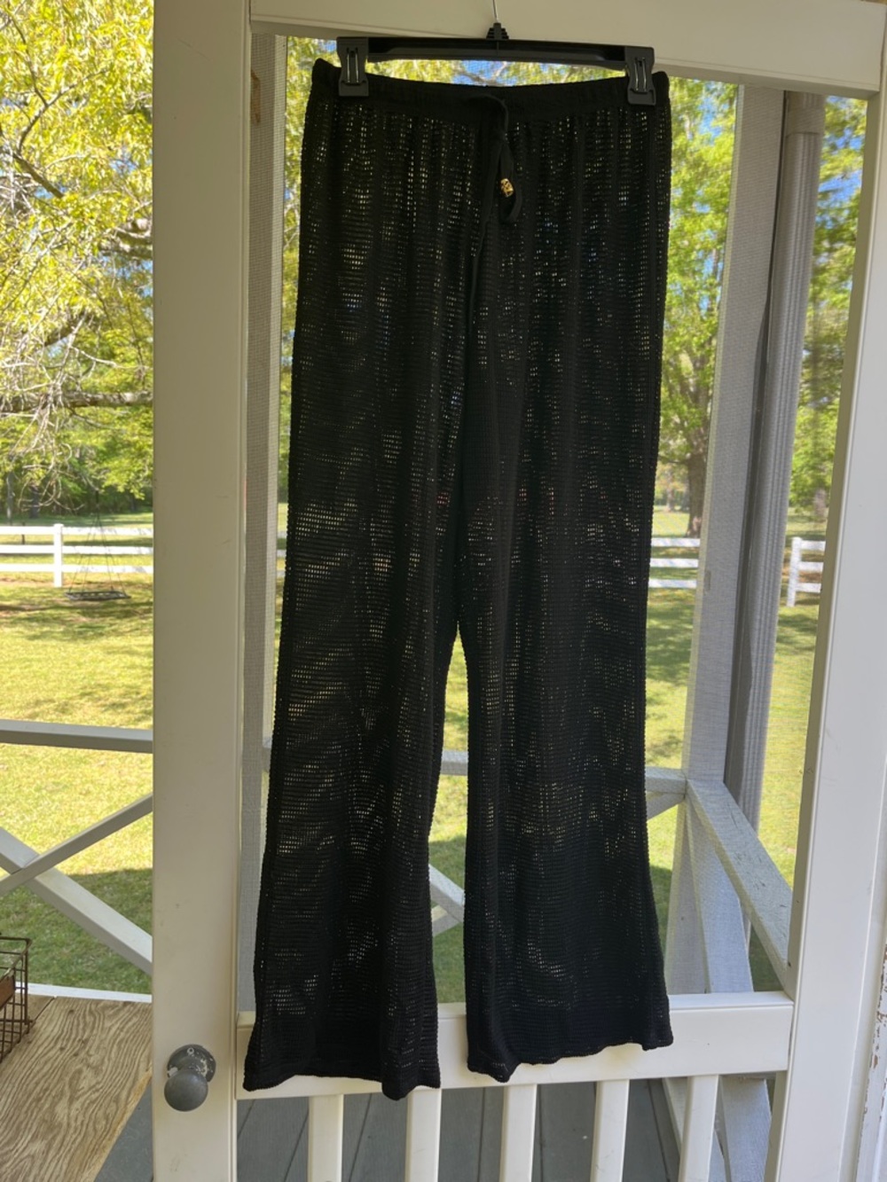 Black Sheer Knit Wide-Leg cover up bottoms